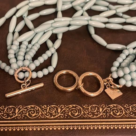 ZENZII Nine Strand Mint Green Beaded Layer Necklace - Picture 7 of 7